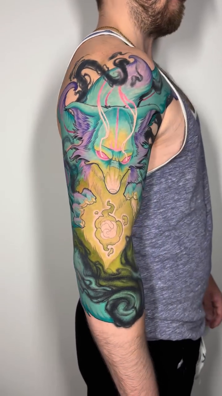 Dragon and celestial elements japanese irezumi tattoo by Jon Ronzka