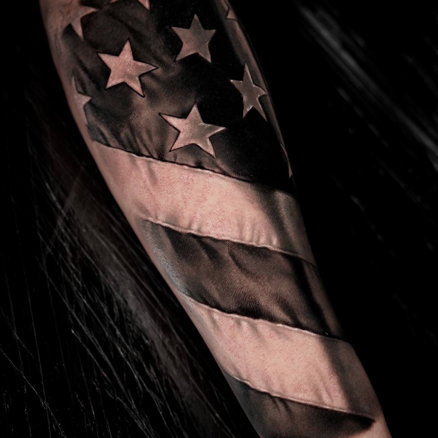 American flag American traditional tattoo on the forearm by Alejandro Rojas