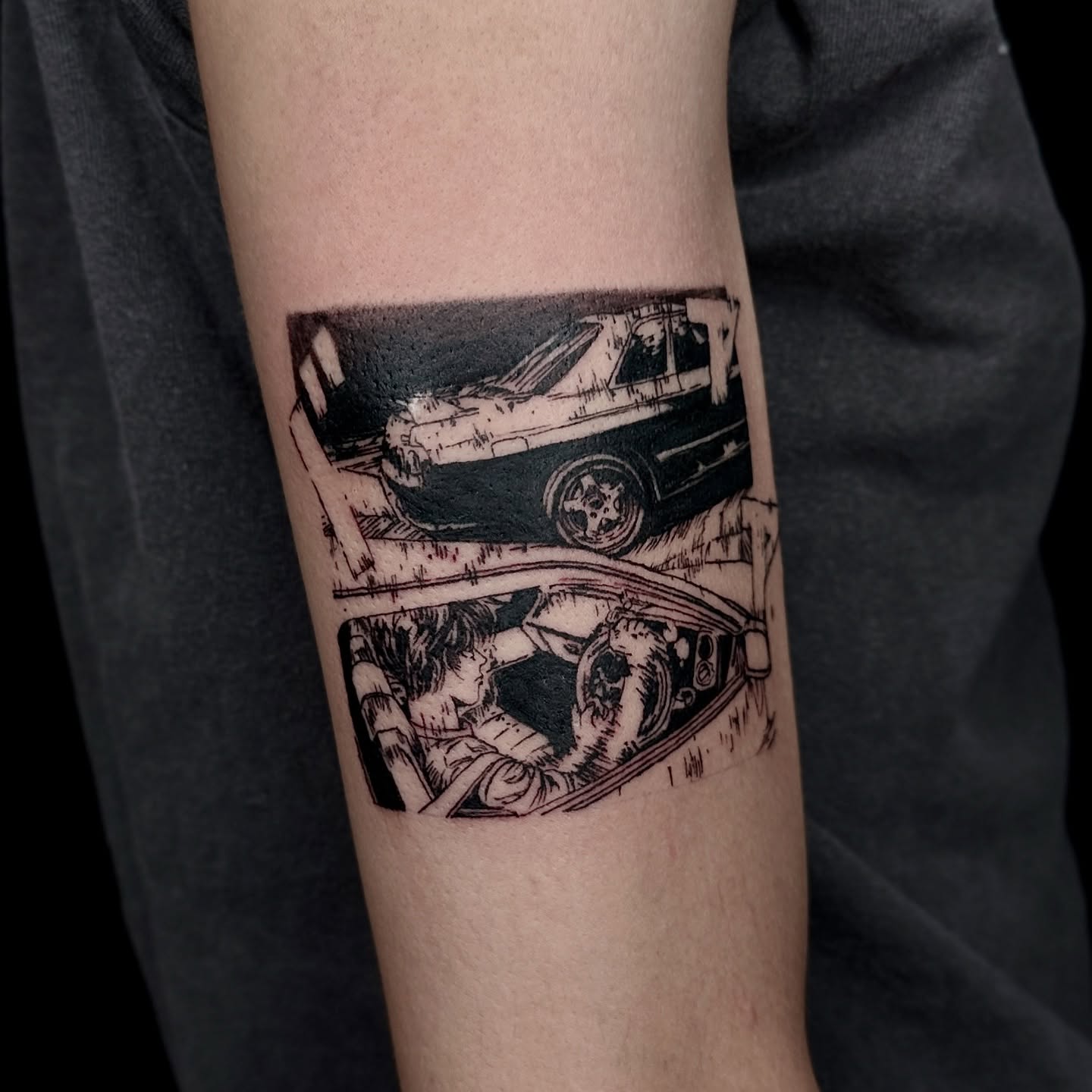 Tattoo by @grimsaintt — black_and_grey