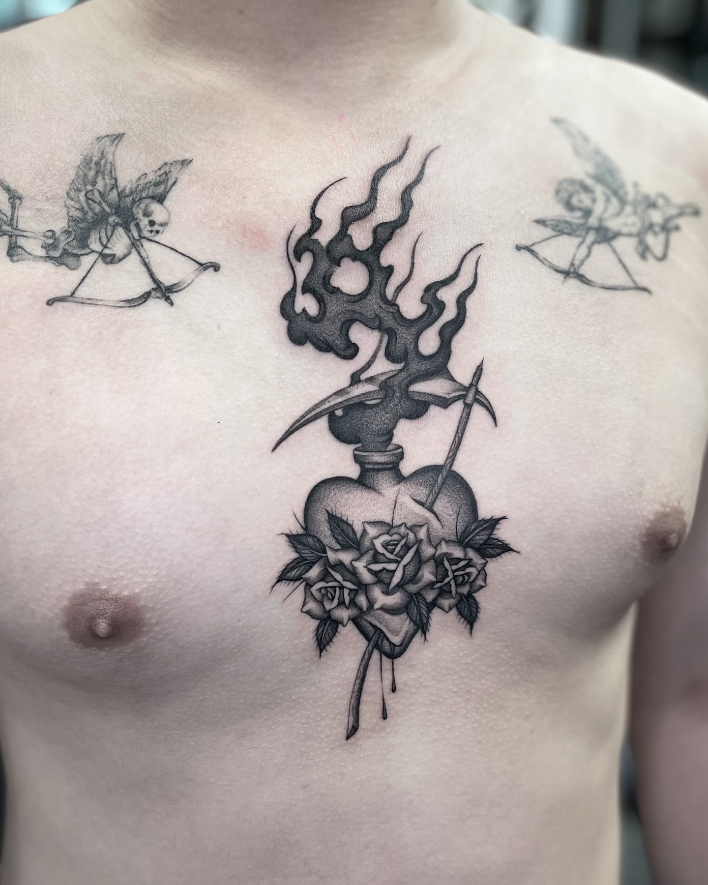 Tattoo by @bradtattoos_ — black_and_grey