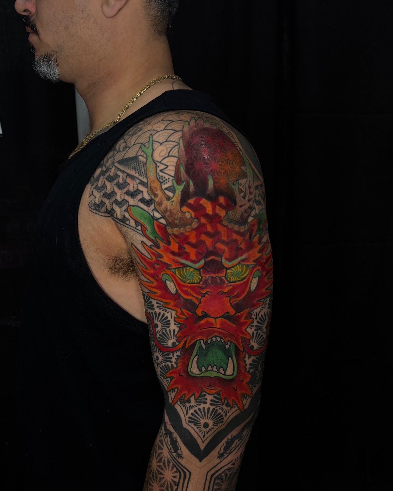 Dragon japanese irezumi tattoo on the upper arm by Las Vegas Japanese Tattoo Artist, Las Vegas, Nevada