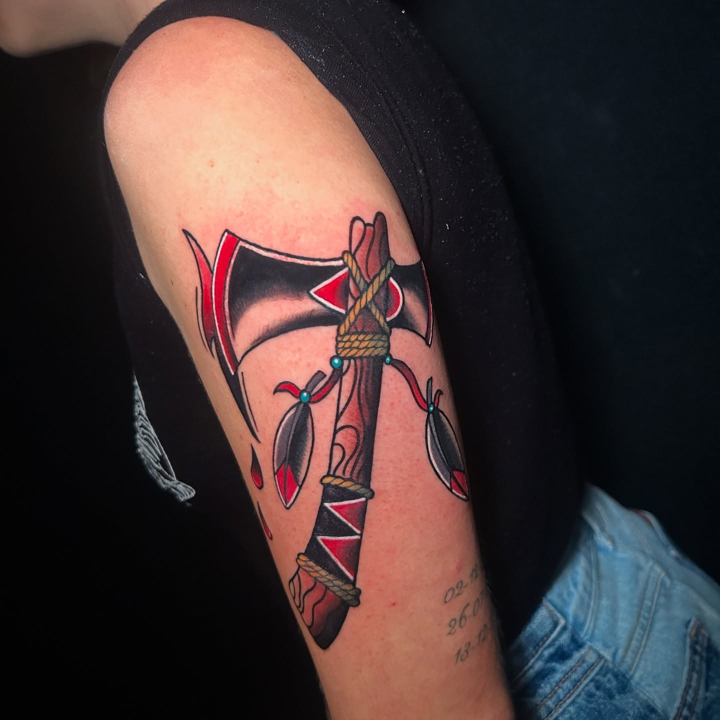 Ax American traditional tattoo on the forearm by Lucas Garcia - New York tattoo artist