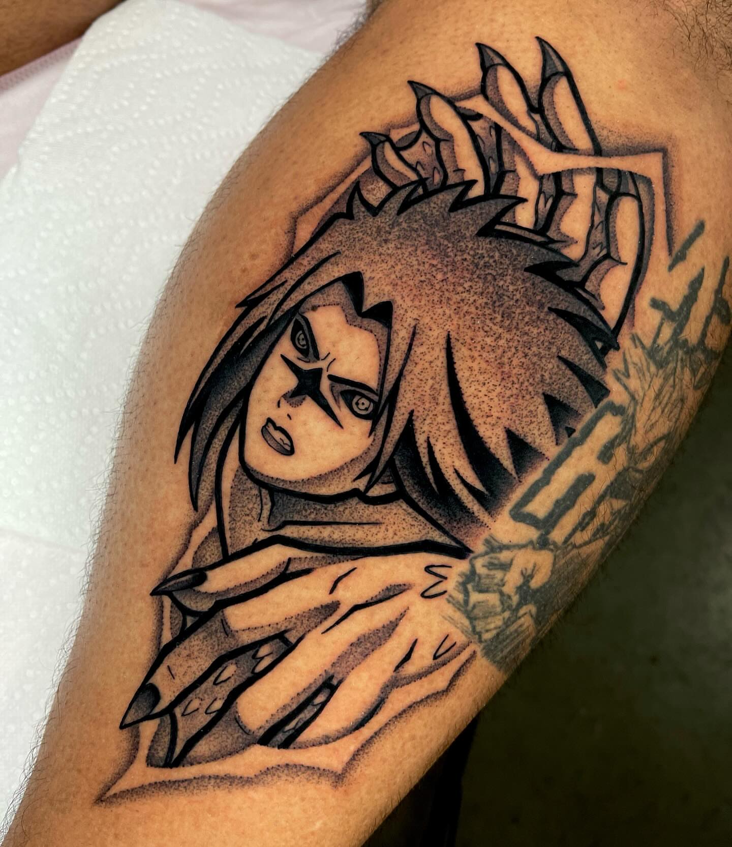 Anime character anime tattoo on the forearm by Anastasia Vives