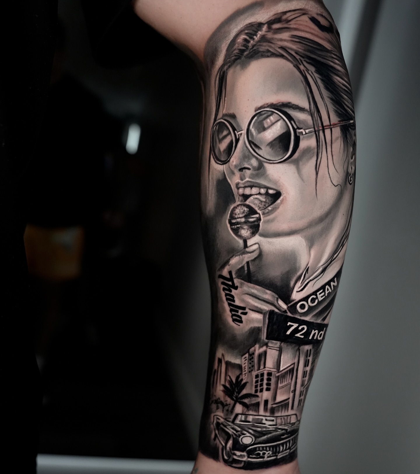 Lollipop realism tattoo on the forearm by Gabriel Garcia