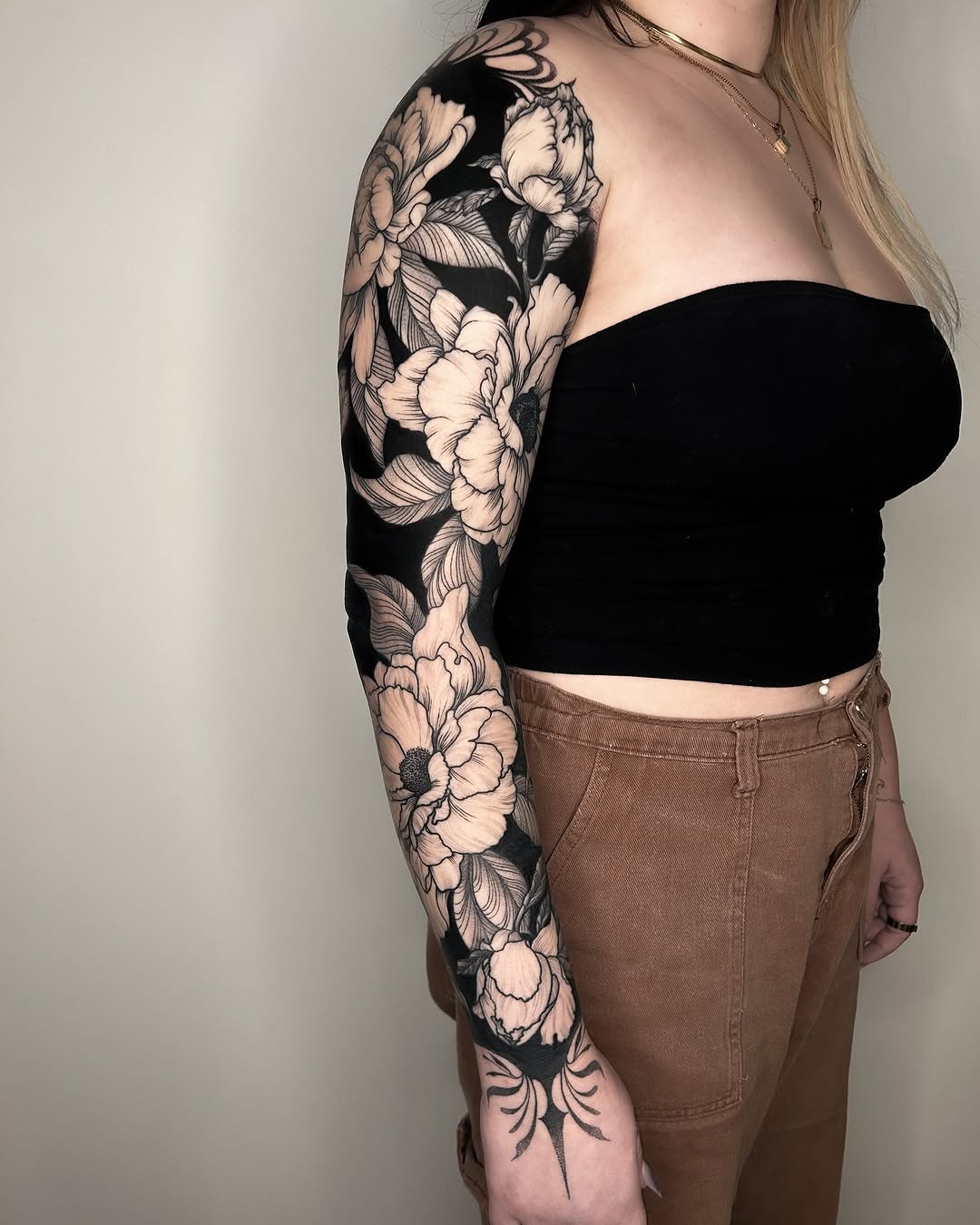 Tattoo by @crystalthornstattoo — blackwork, black_and_grey