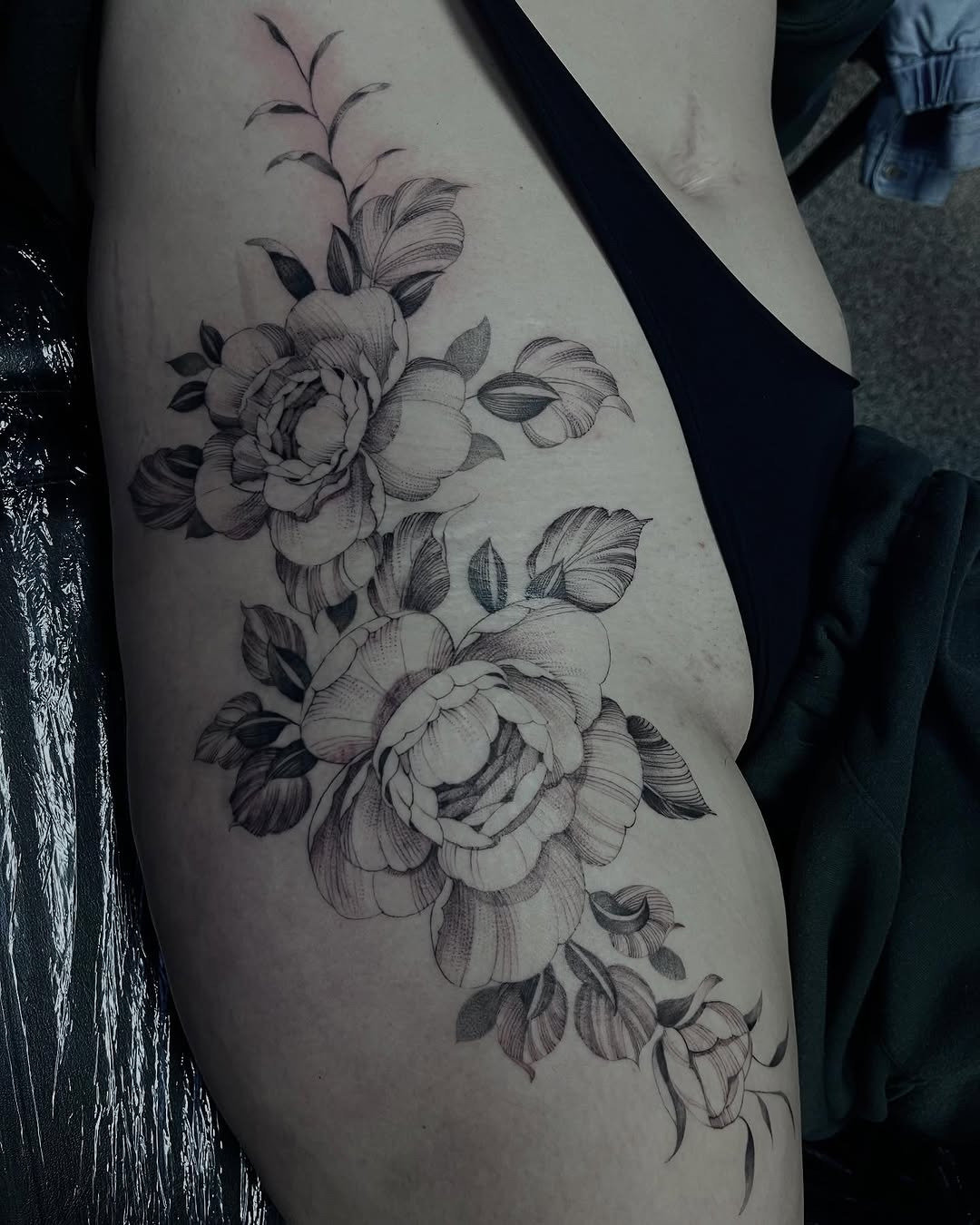 Tattoo by @thinkinkjr — black_and_grey, fine_line