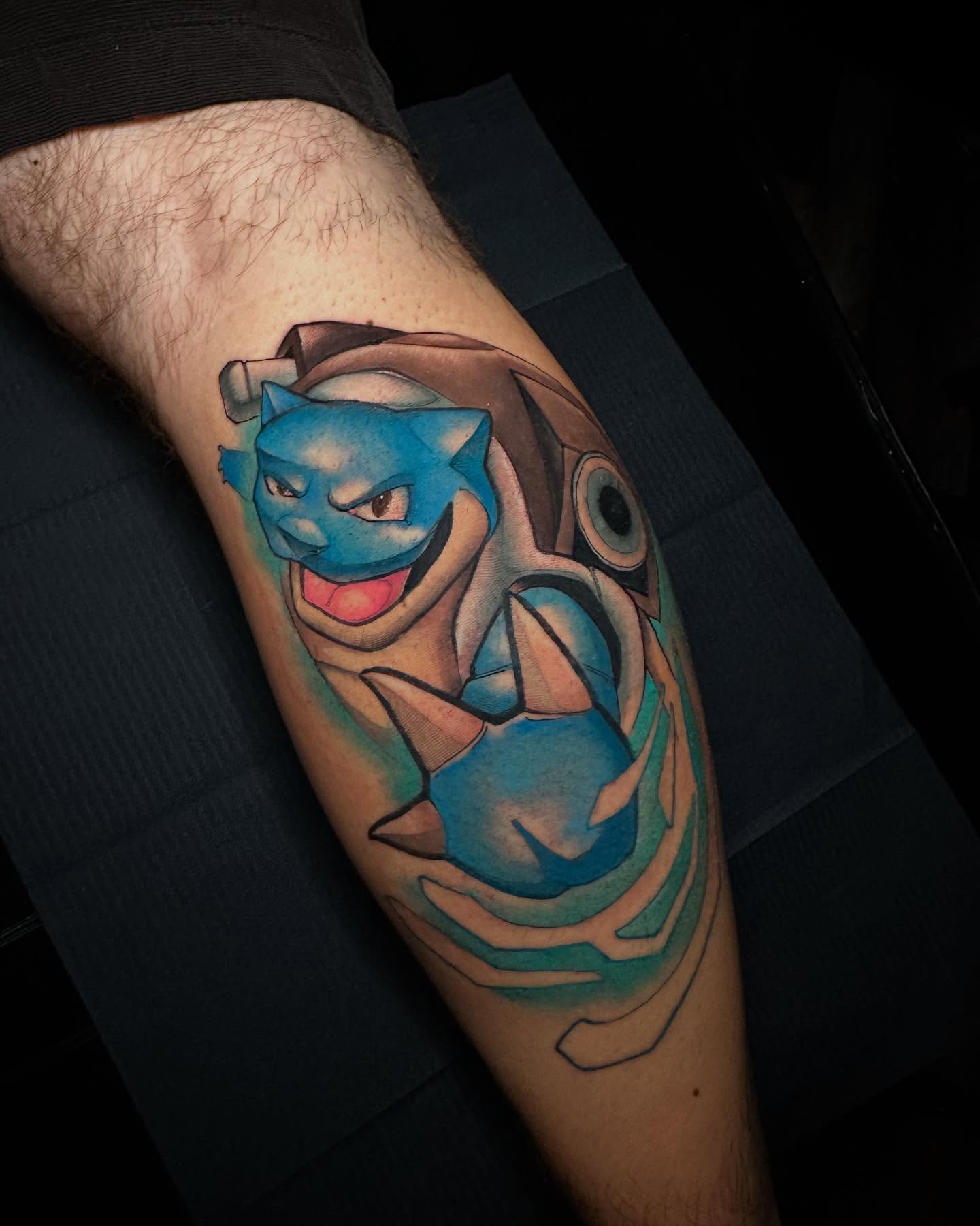 Geodude realism tattoo on the forearm by Noel Martinez, Golden, Colorado