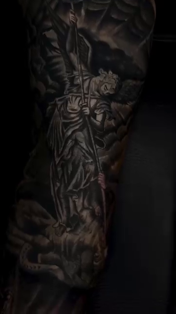 Angel and demons sleeve dark realism tattoo by Henry Fuentes