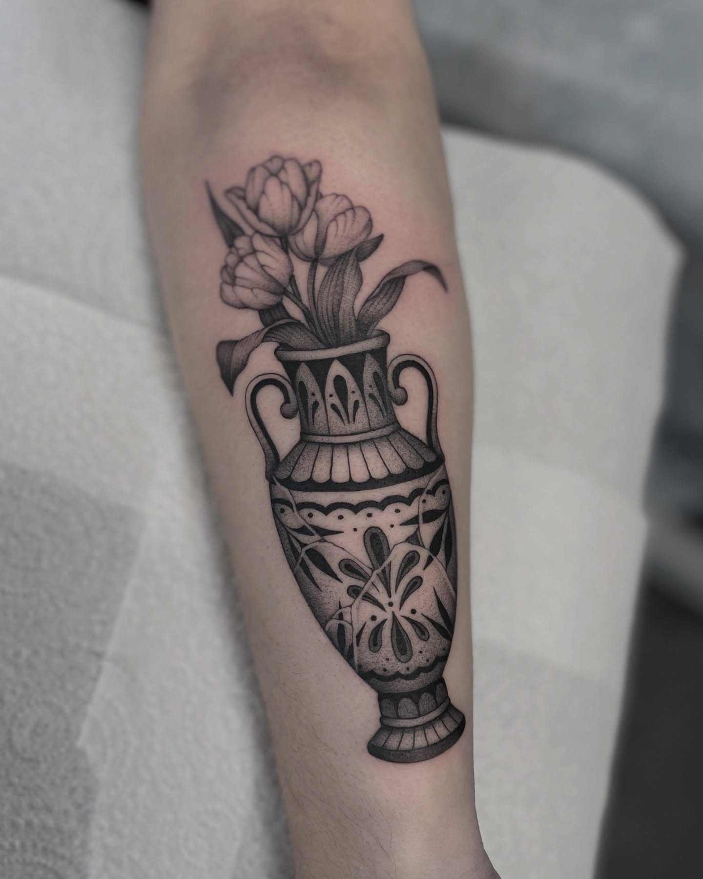 Tattoo by @bradtattoos_ — black_and_grey