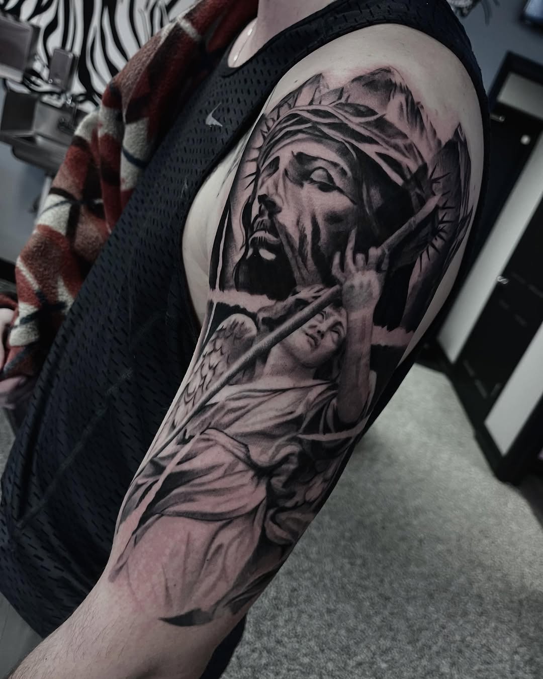 Tattoo by @thinkinkjr — realism, black_and_grey