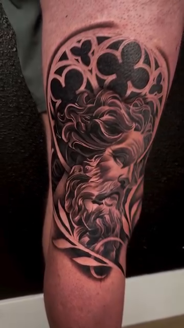 Bust of a classical figure realism tattoo by DH Tattooing
