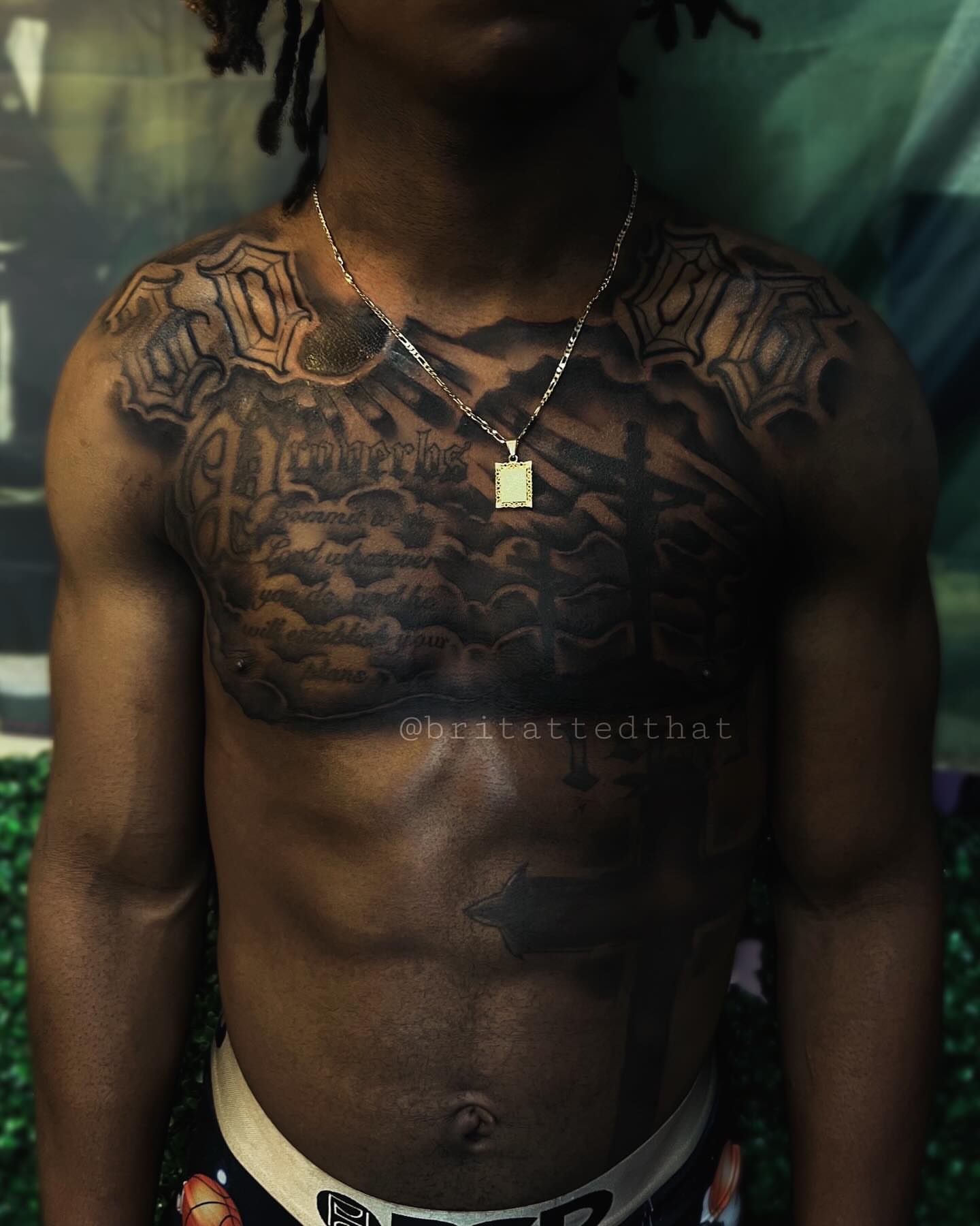 Script lettering lettering script tattoo on the chest by Bri Tatted That