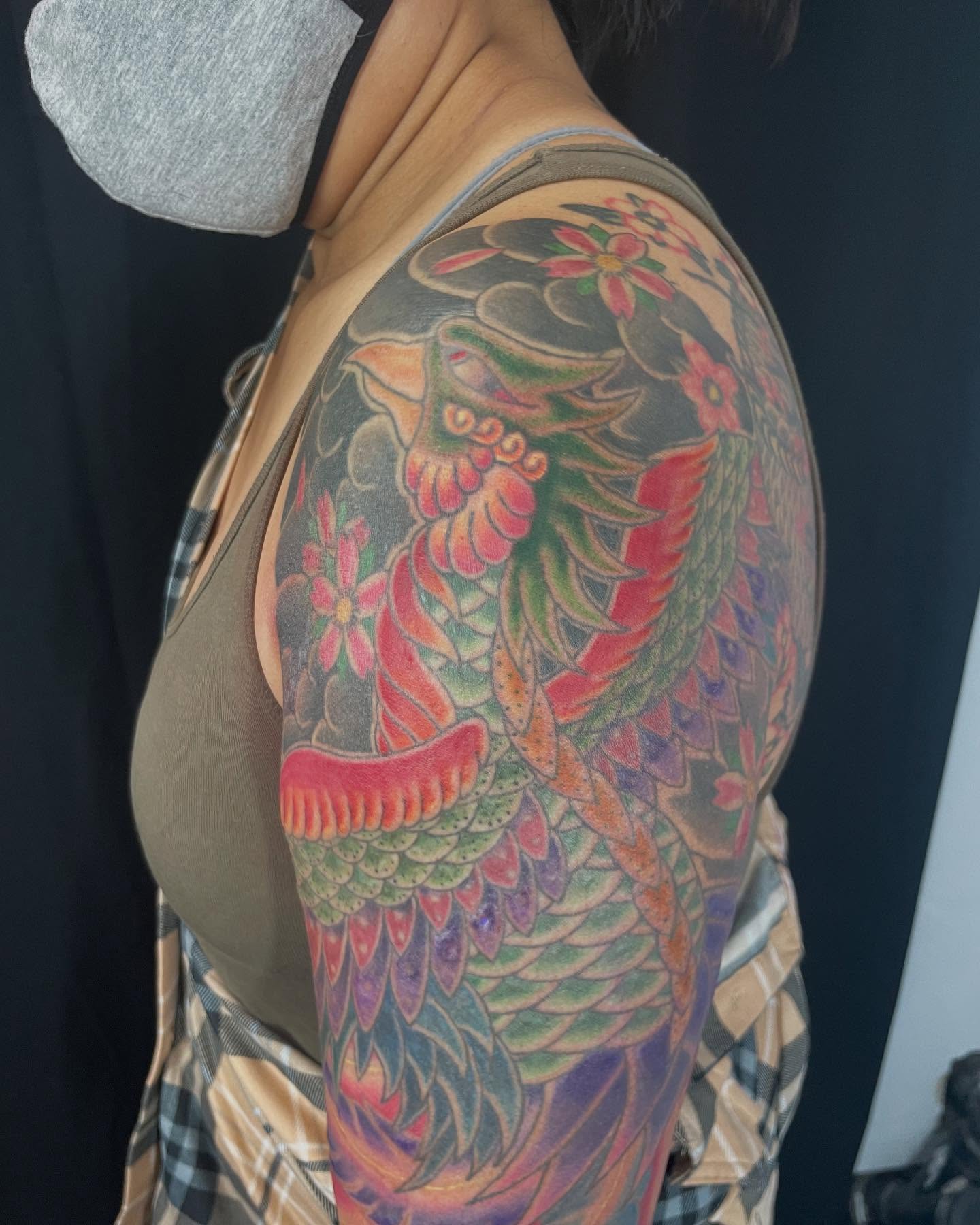 Phoenix japanese irezumi tattoo on the upper arm by Ei Horimiya Omiya