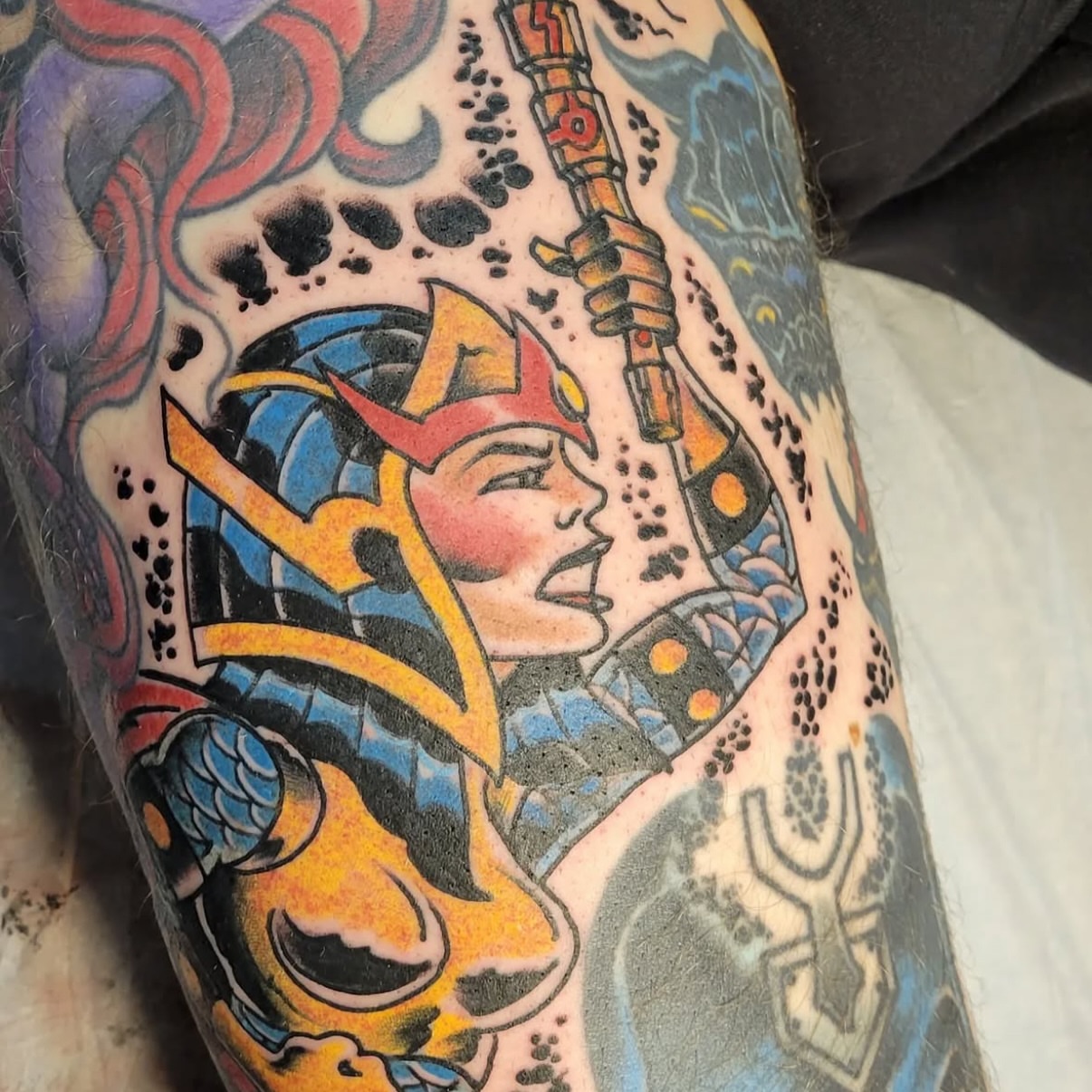 Female warrior American traditional tattoo on the forearm by Mark Harada, Hoboken, New Jersey