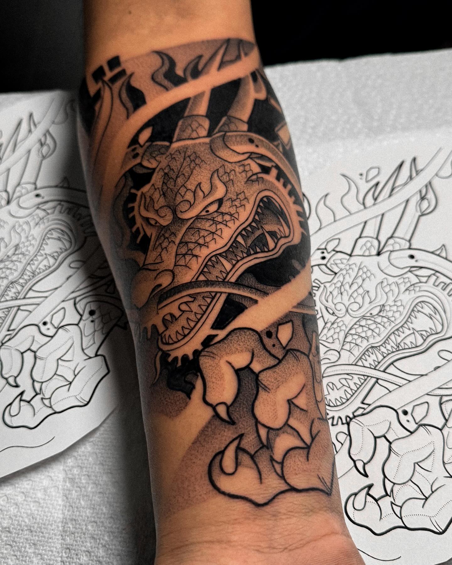 Tattoo by @yakir.tattooer — black_and_grey, japanese_irezumi