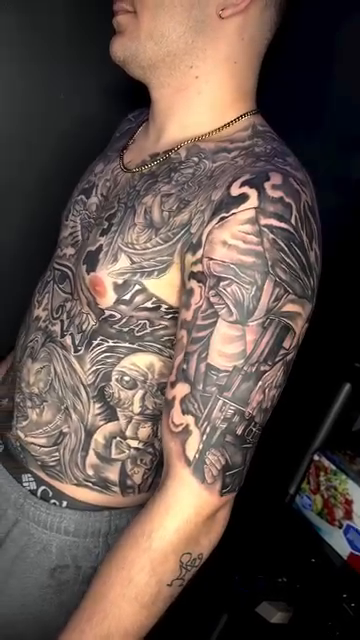 Dragon and figures japanese irezumi tattoo by Paul burrows (Tatttoo Artist)