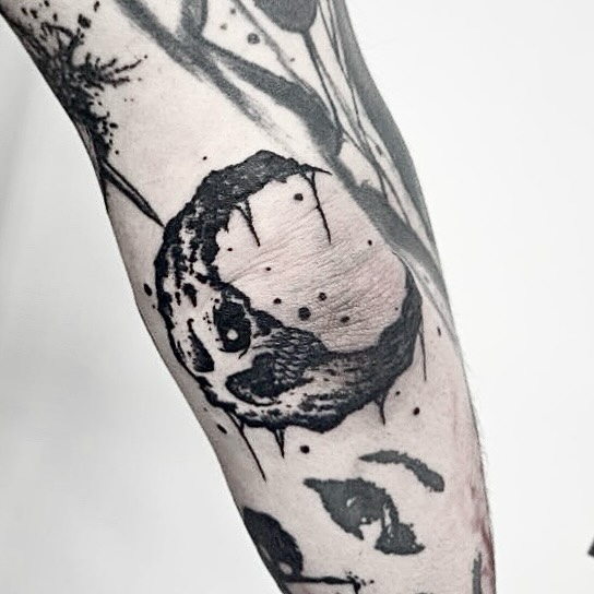 Tattoo by @gutsandink — dotwork, black_and_grey