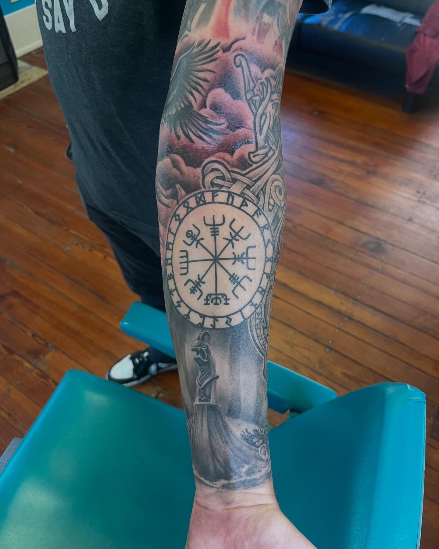 Tattoo by @robertcollinstattoo — black_and_grey, geometric