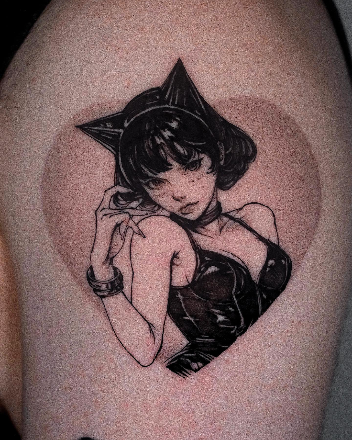 Tattoo by @tattooist_monday — anime, black_and_grey