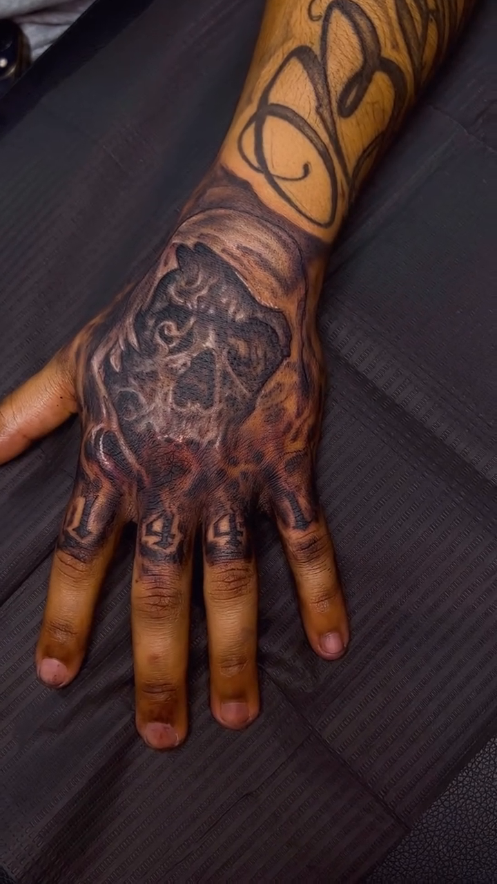 Tattoo by @tat2reign_85 — dark_realism, black_and_grey