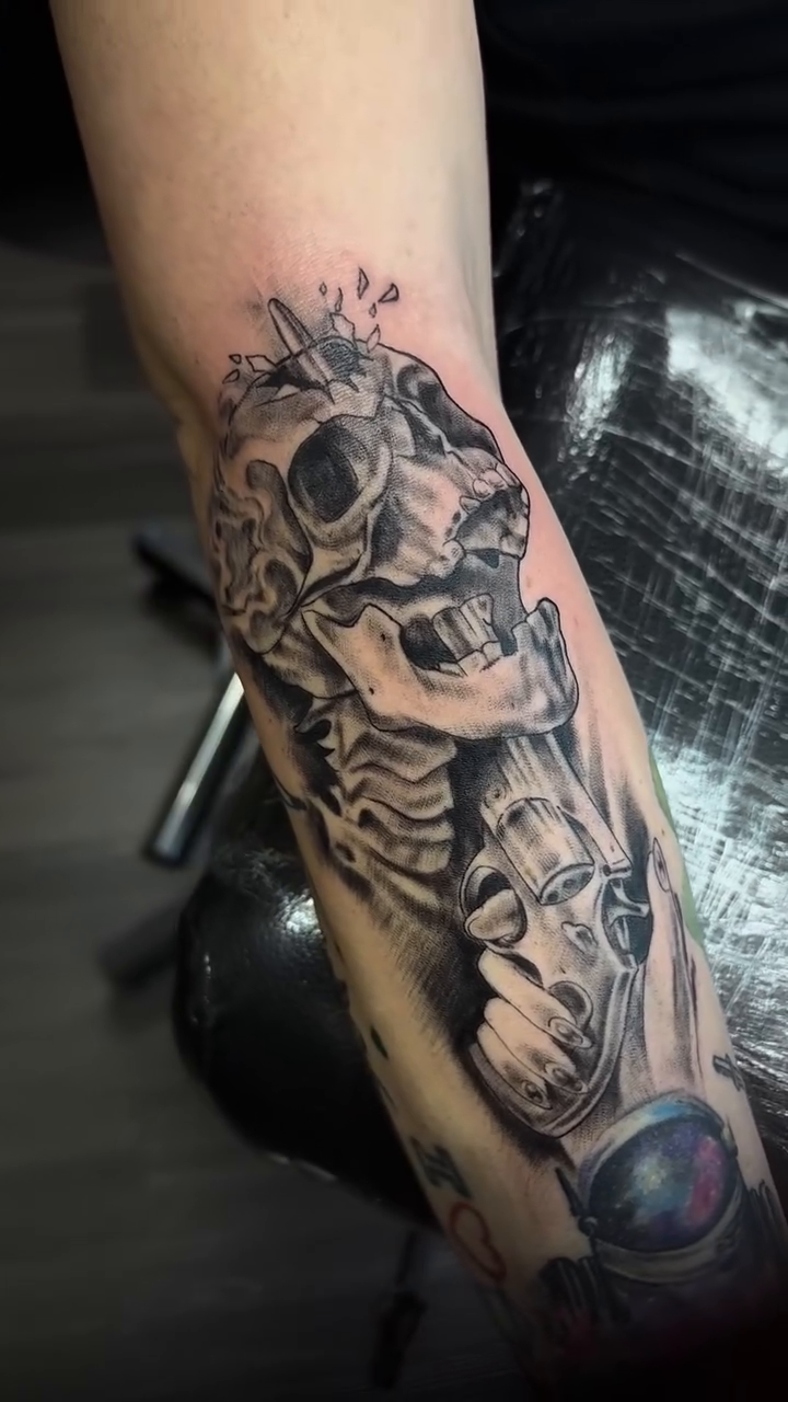 Tattoo by @chicago_inkslinger — dark_realism, black_and_grey