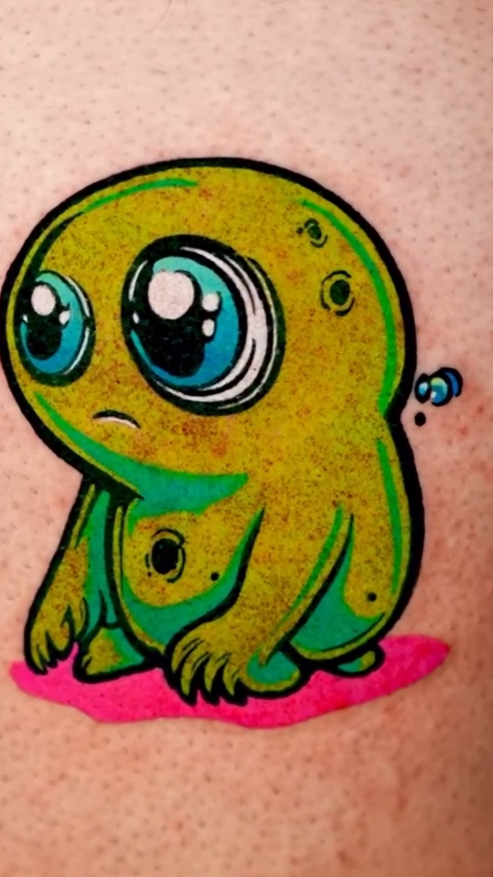 Cute cartoon monster new school tattoo by Dharma.tattoo