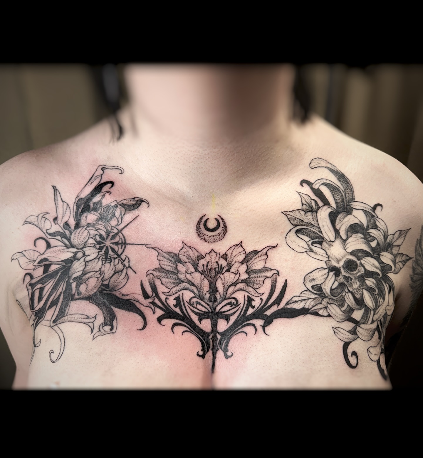 Tattoo by @emmarainetattoo — black_and_grey, ornamental