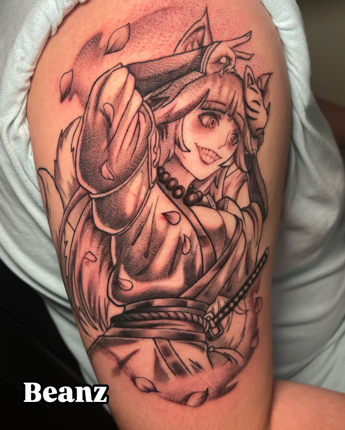 Anime character anime tattoo on the forearm by Alex
