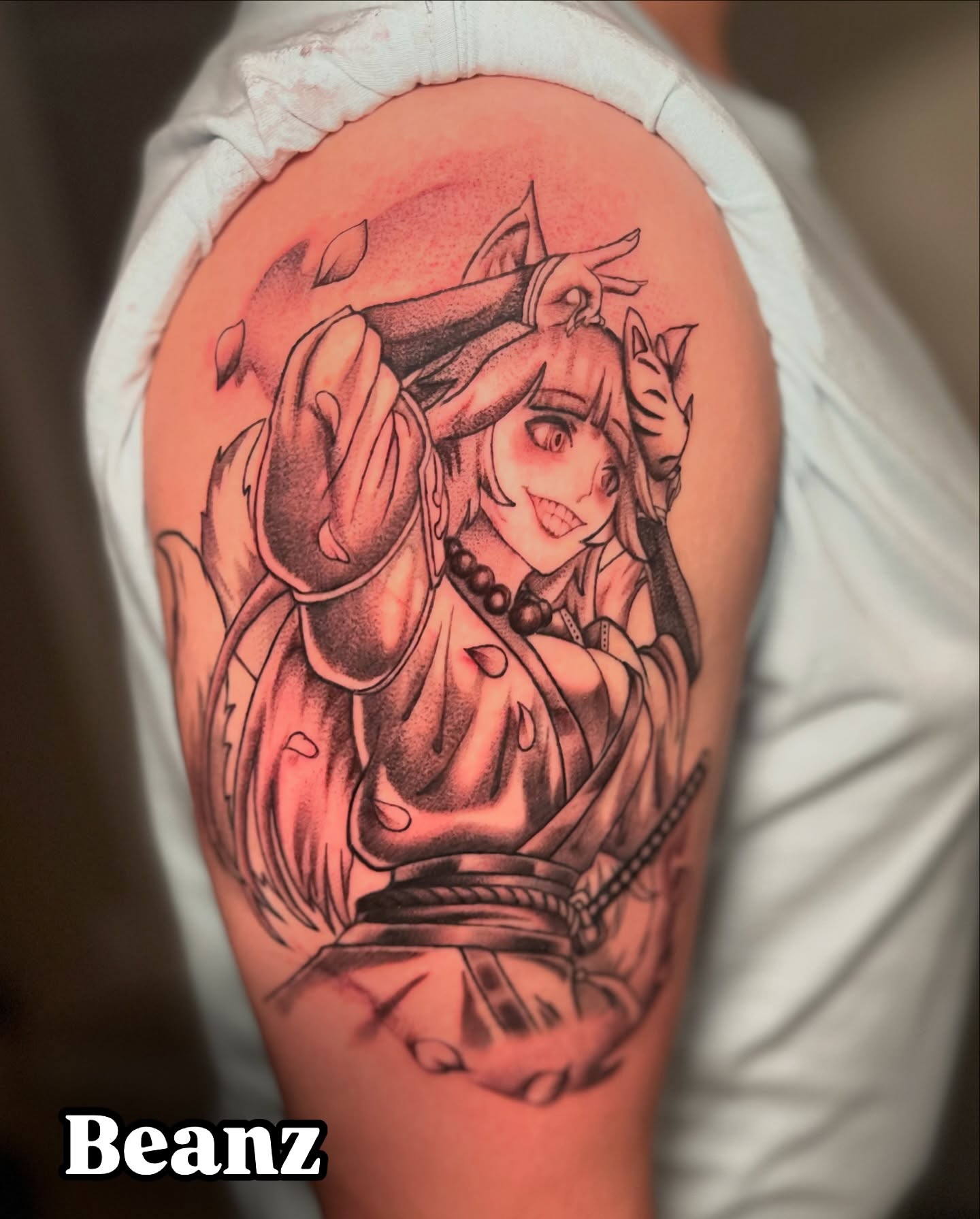 Anime character anime tattoo on the shoulder by Alex