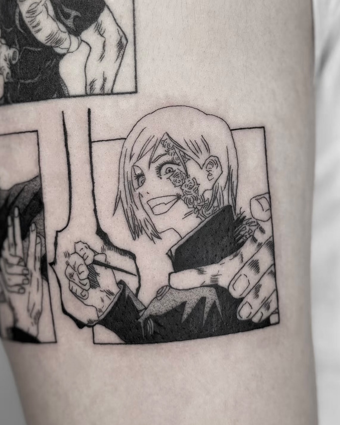 Anime character anime tattoo on the forearm by Leo