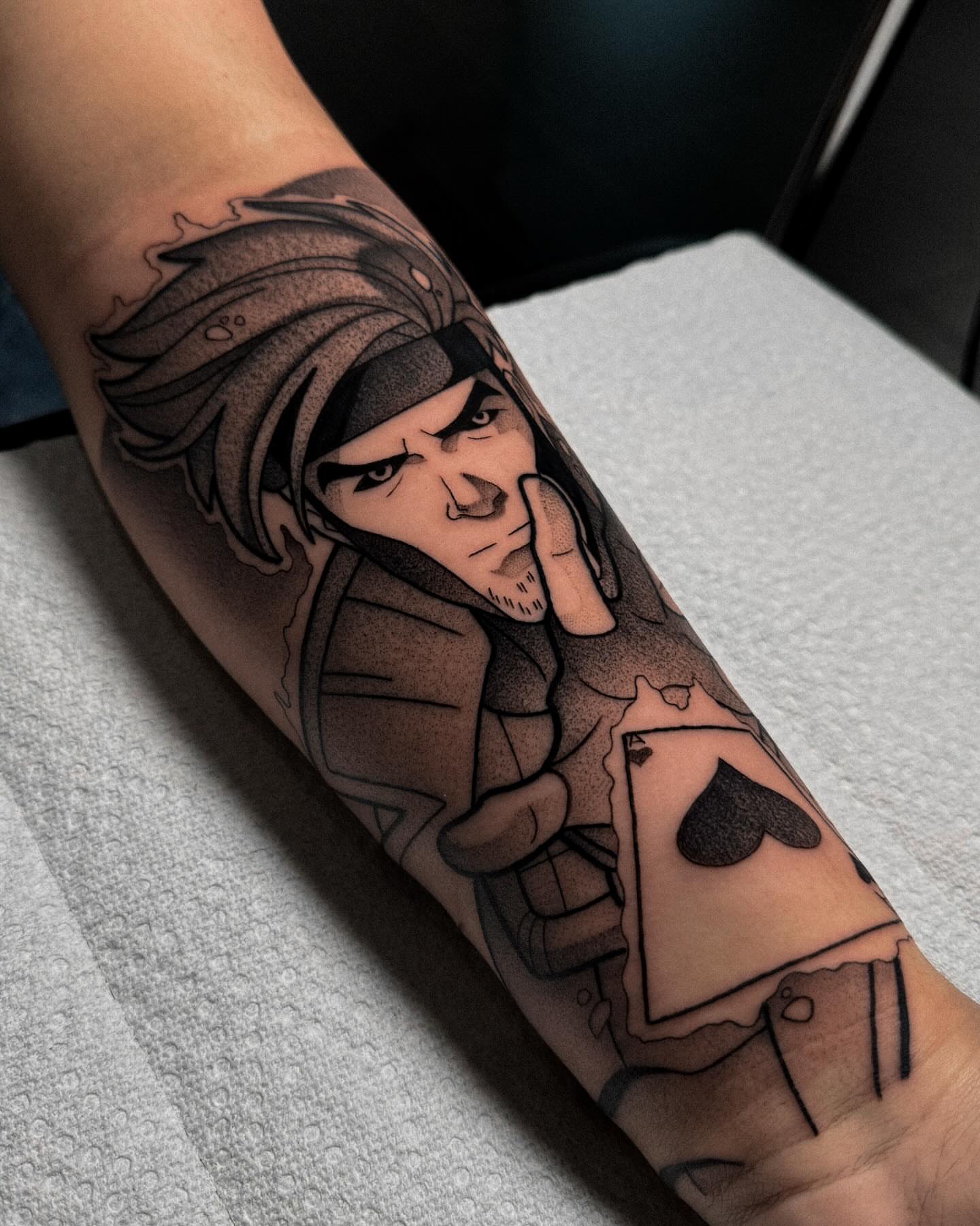 Tattoo by @yakir.tattooer — anime, dotwork