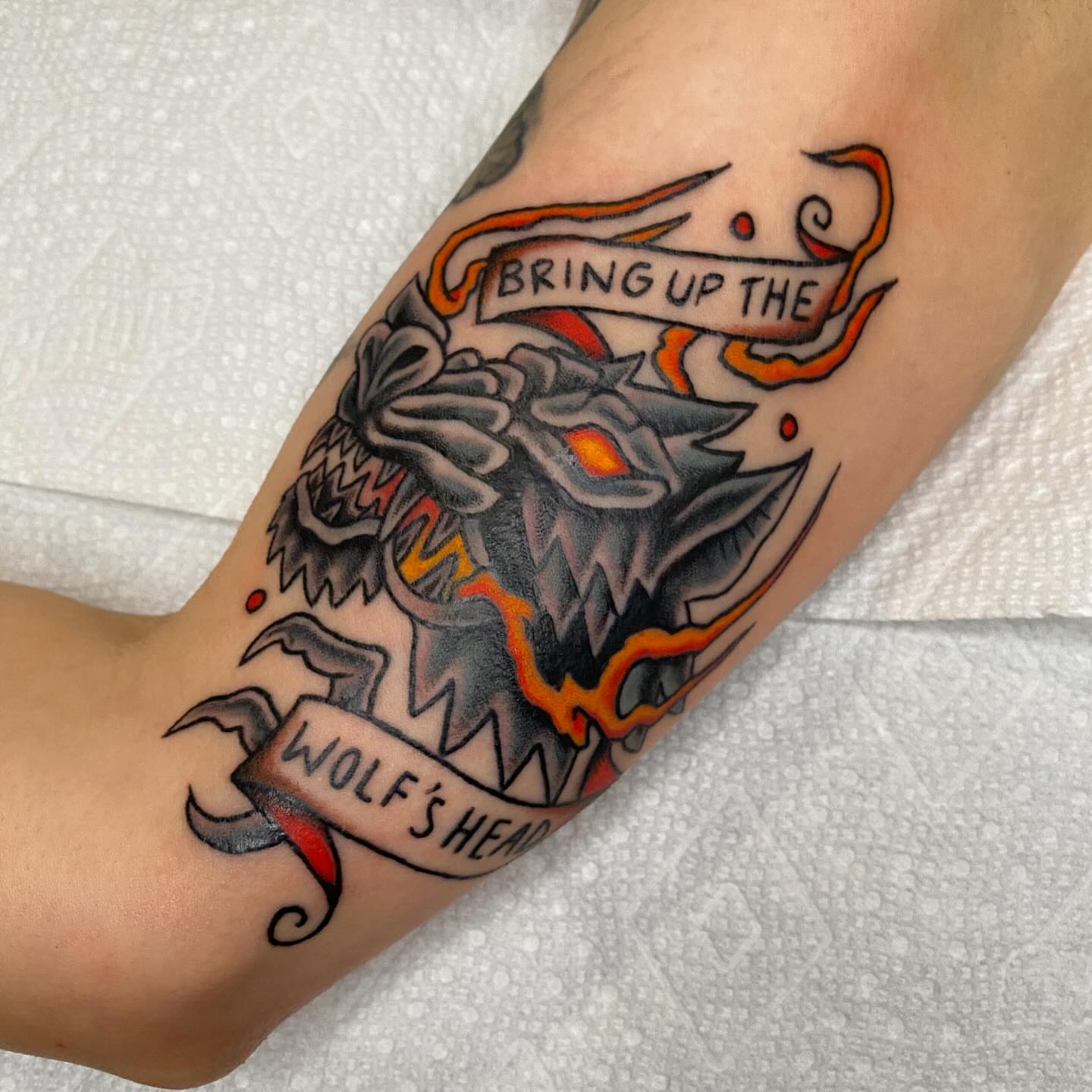 Tattoo by @morgana.sutherland — american_traditional, black_and_grey