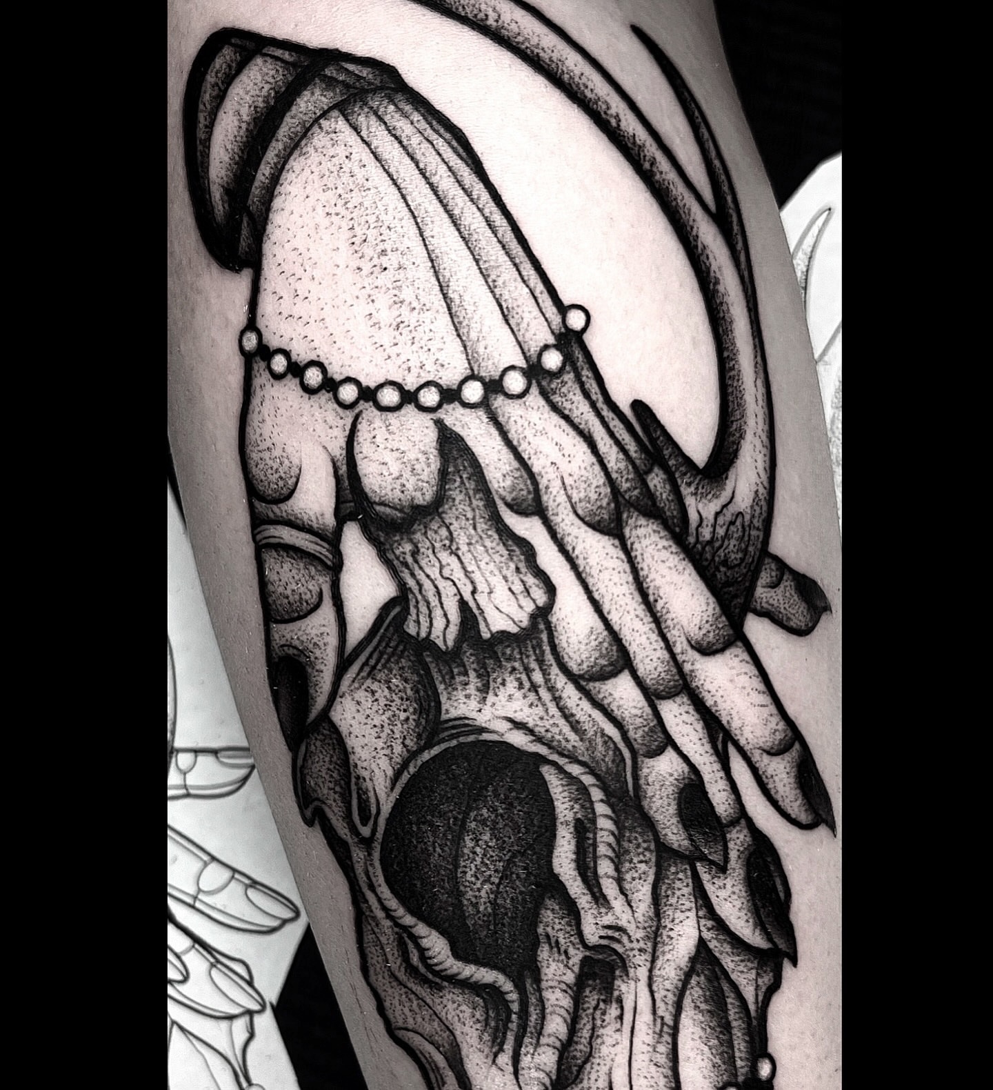 Hands dotwork tattoo on the forearm by Jared🗡Hughes