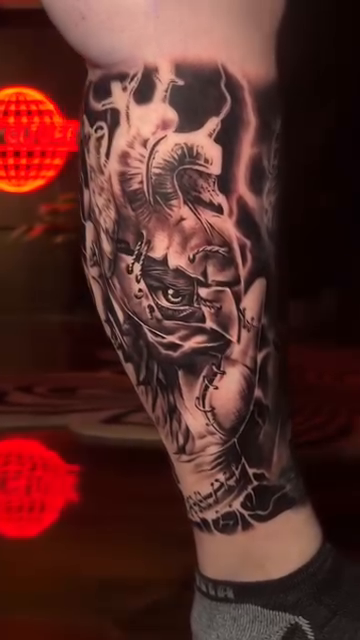 Demonic ram skull dark realism tattoo by 𝐉𝐨𝐧 𝐒𝐚𝐧𝐭𝐨𝐬