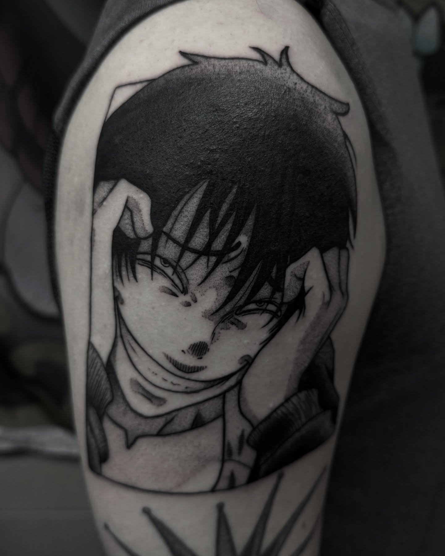 Anime character anime tattoo on the forearm by Casket