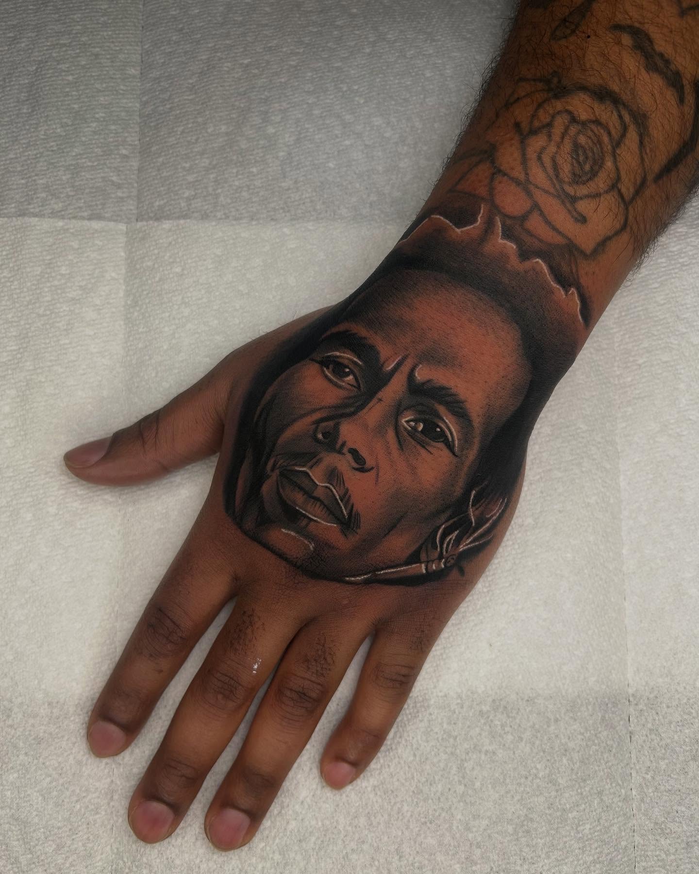 Portrait realism tattoo on the hand by ▪️JhonnyElias TATTOO ▪️