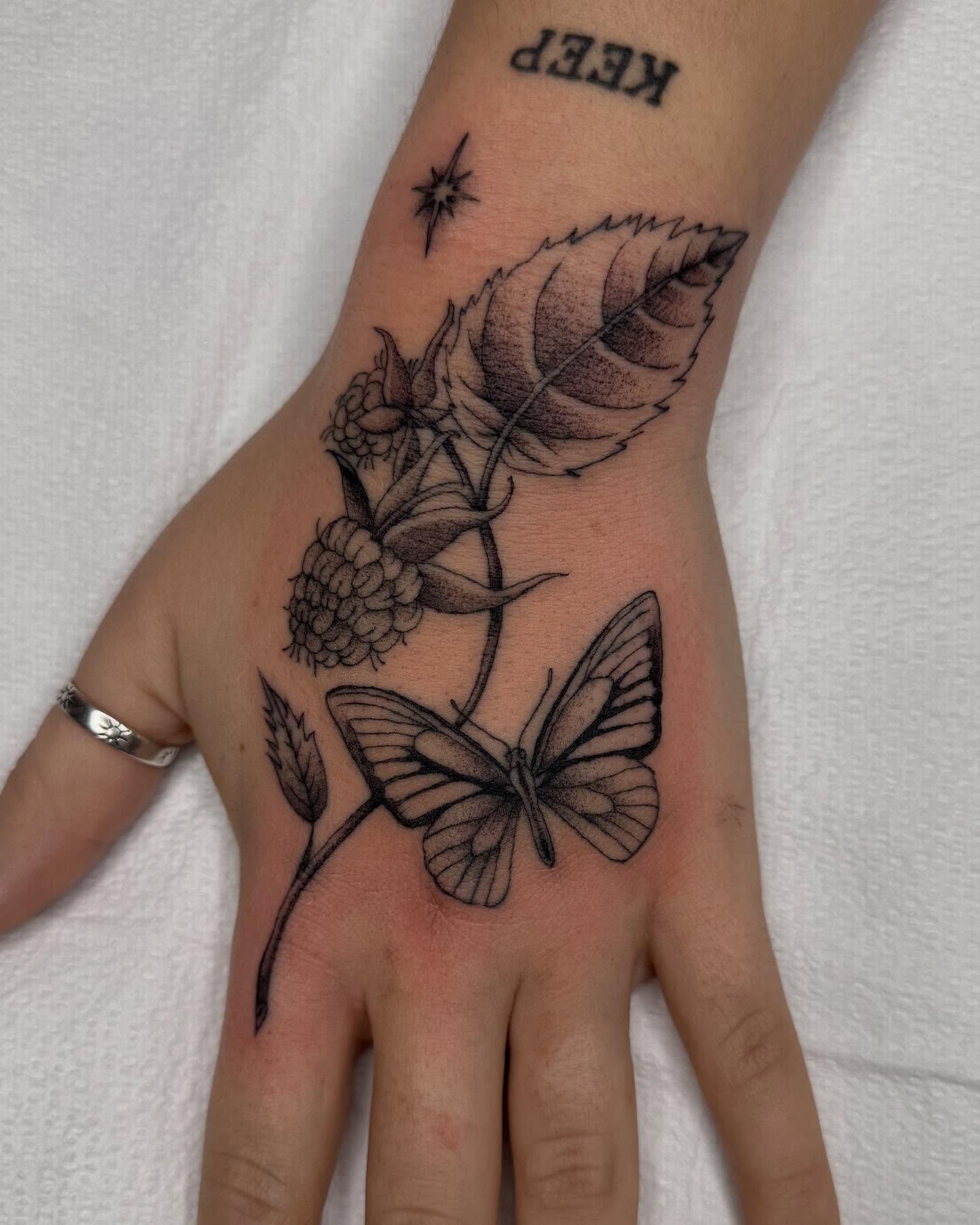 Tattoo by @mothmilk — dotwork, realism