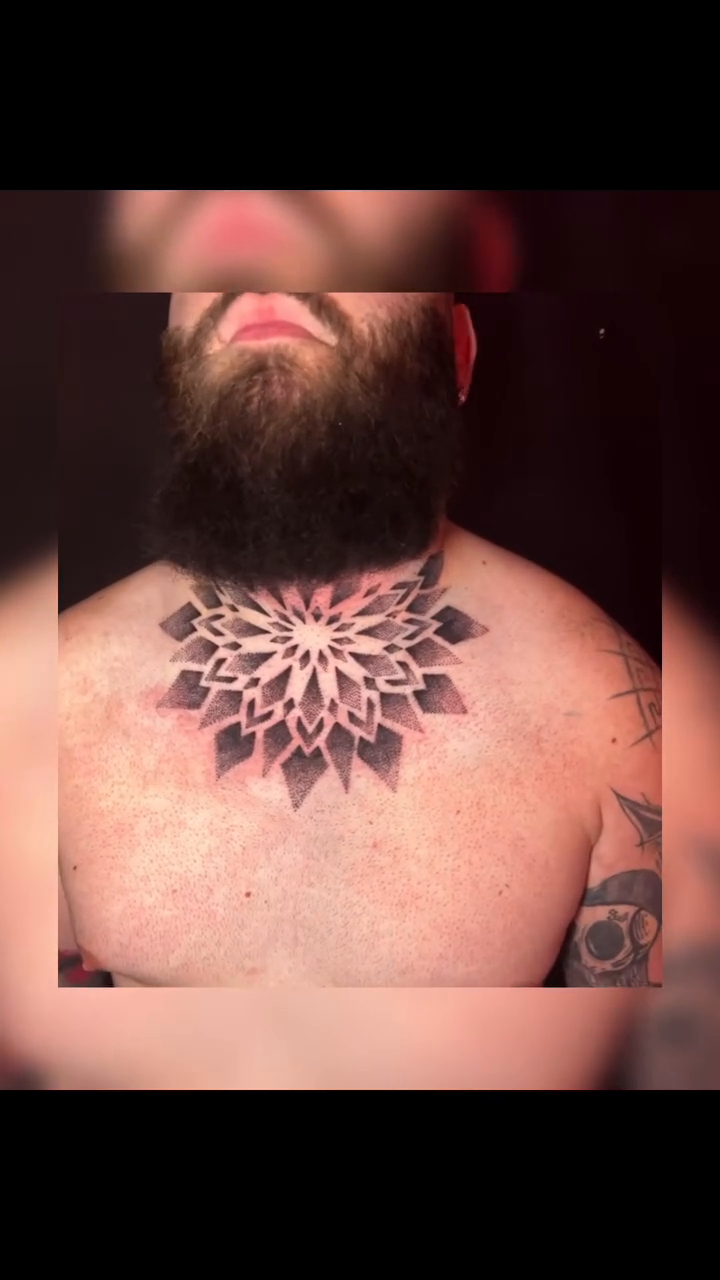 Mandala chest piece geometric tattoo on the chest by Aldocasales@tatto