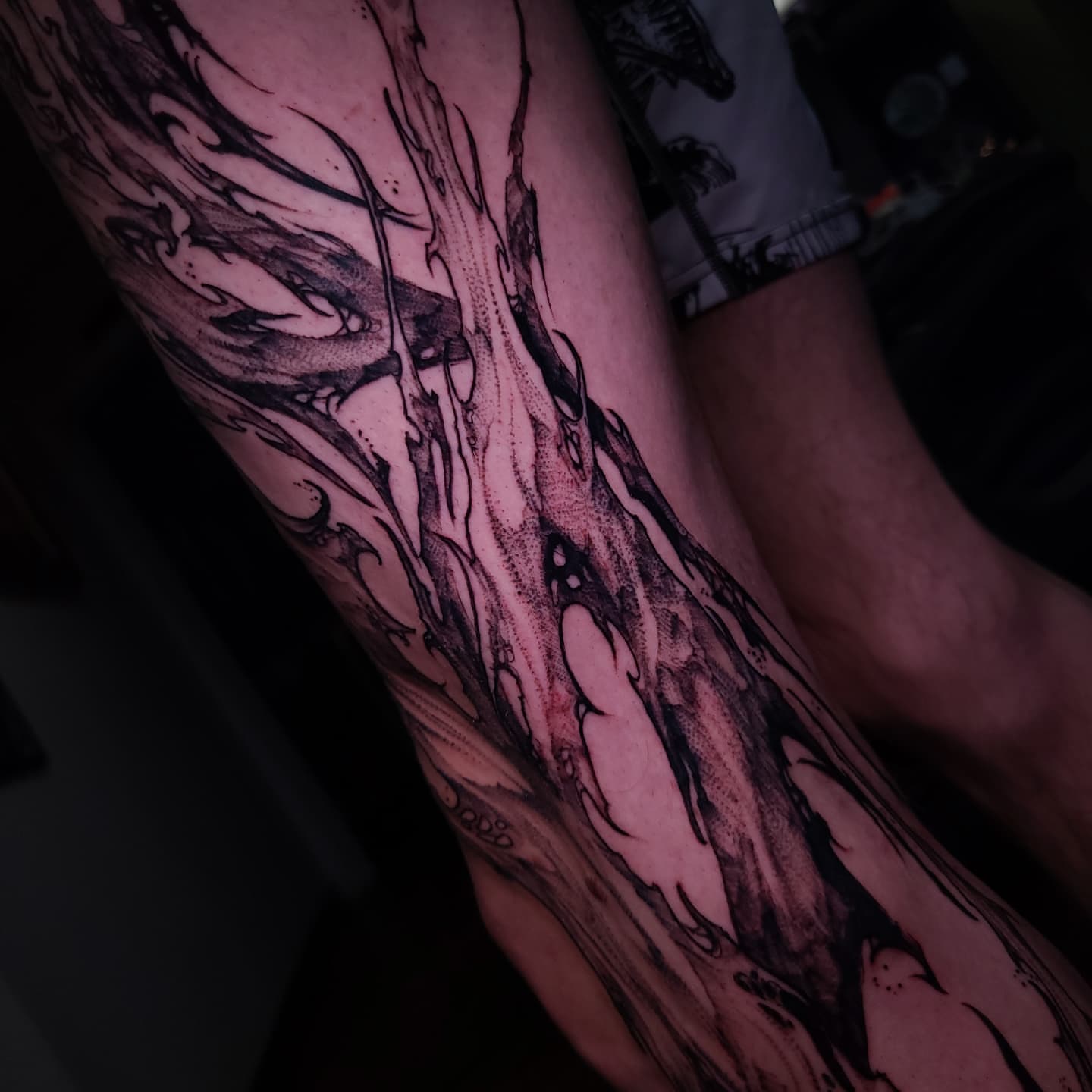 Tattoo by @boxofguts — dotwork, black_and_grey