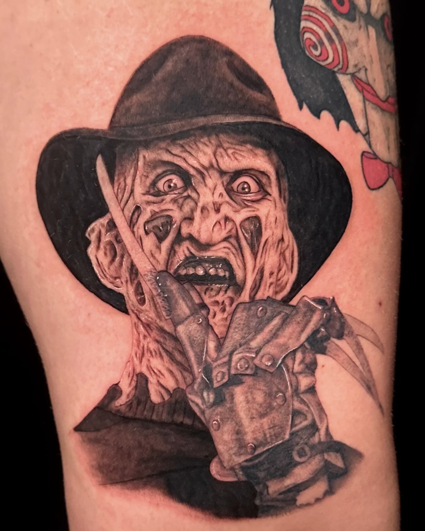Freddy Krueger dark realism tattoo on the forearm by Jack