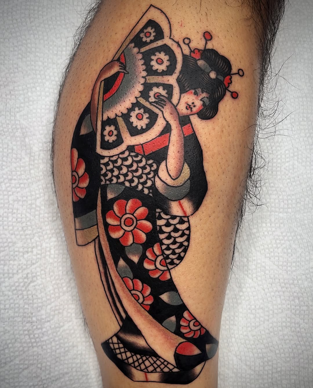 Tattoo by @under_handed — japanese_irezumi, american_traditional