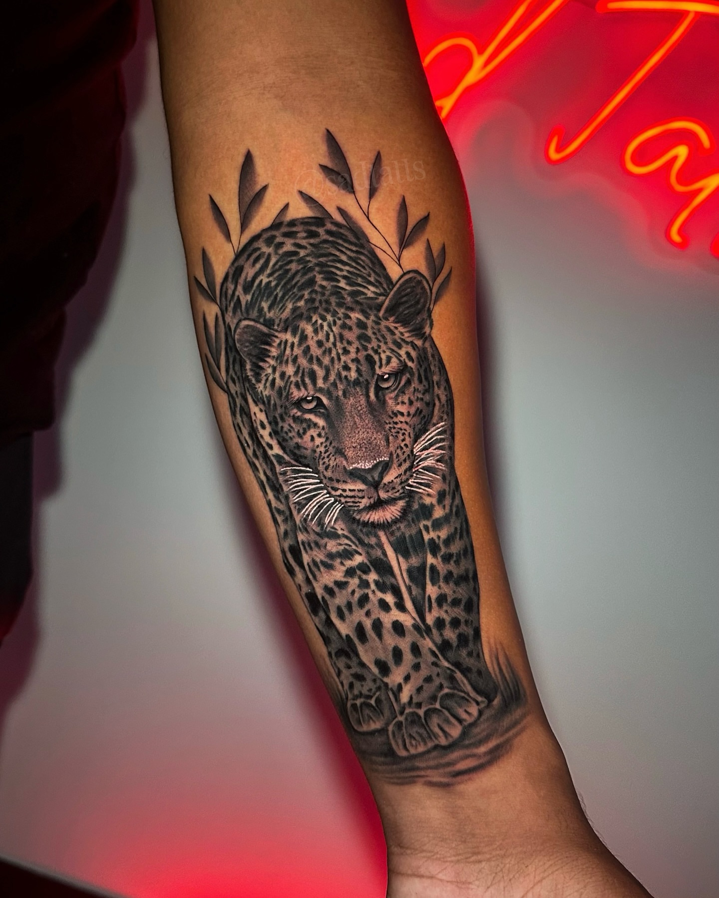 Leopard realism tattoo on the forearm by Dre ✶ Tattoo Artist