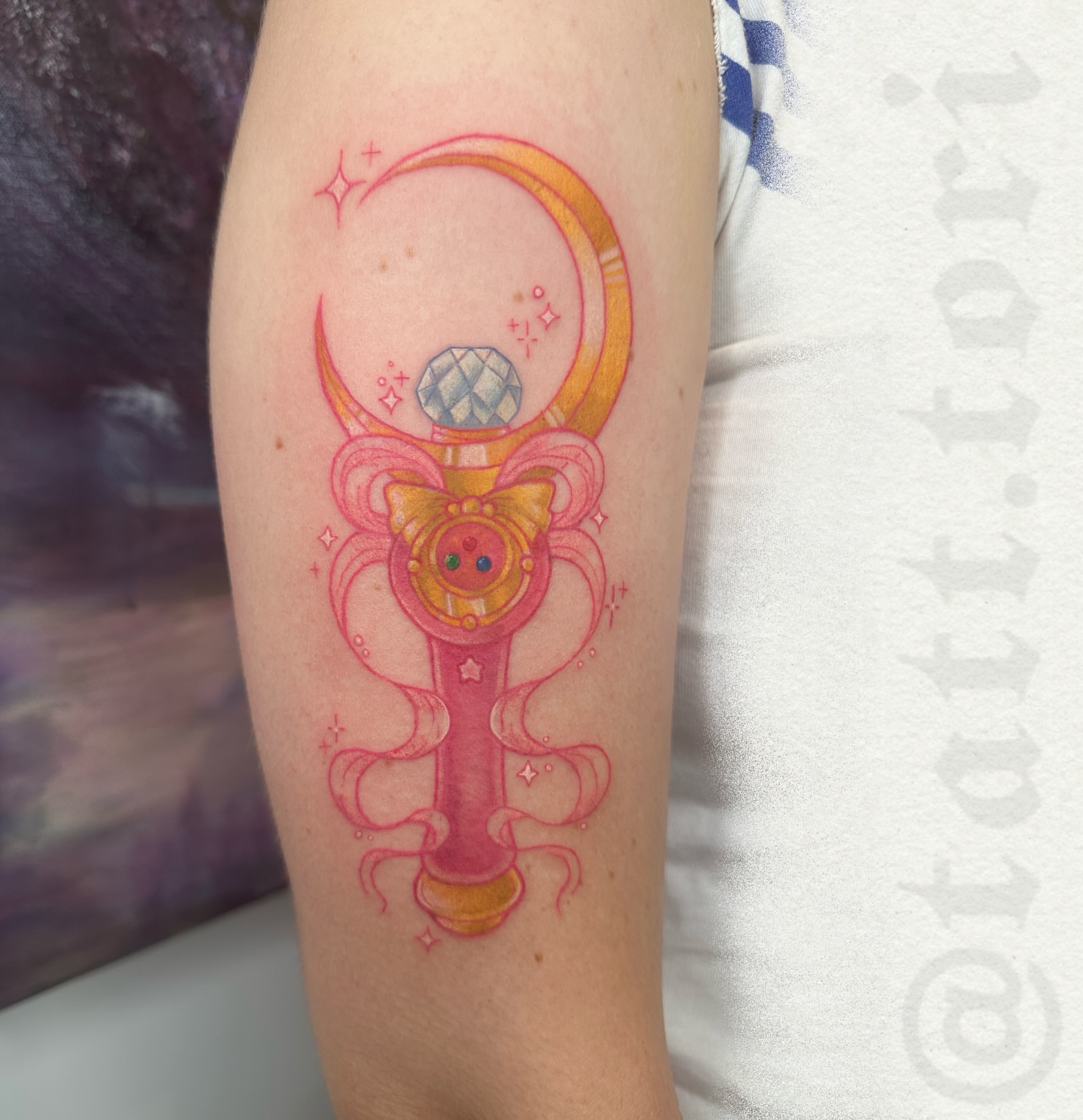 Sailor moon tiara new school tattoo on the forearm by 𝔱𝔬𝔯𝔦