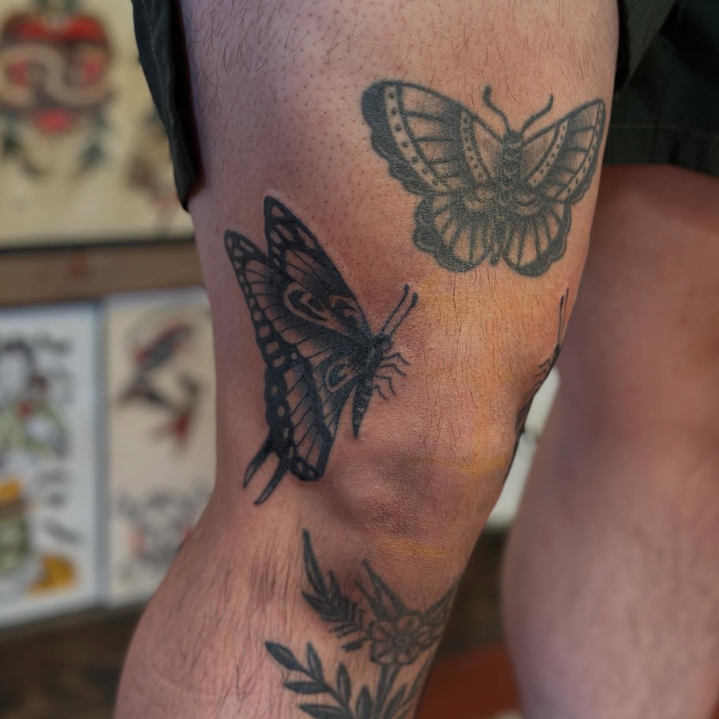 Butterflies black and grey tattoo on the forearm by @ryleecoyote, New York, New York