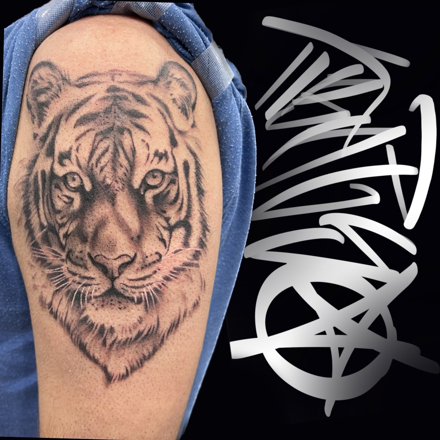 Tiger realism tattoo on the shoulder by Jericho Las Vegas tattoo artist, Las Vegas, Nevada