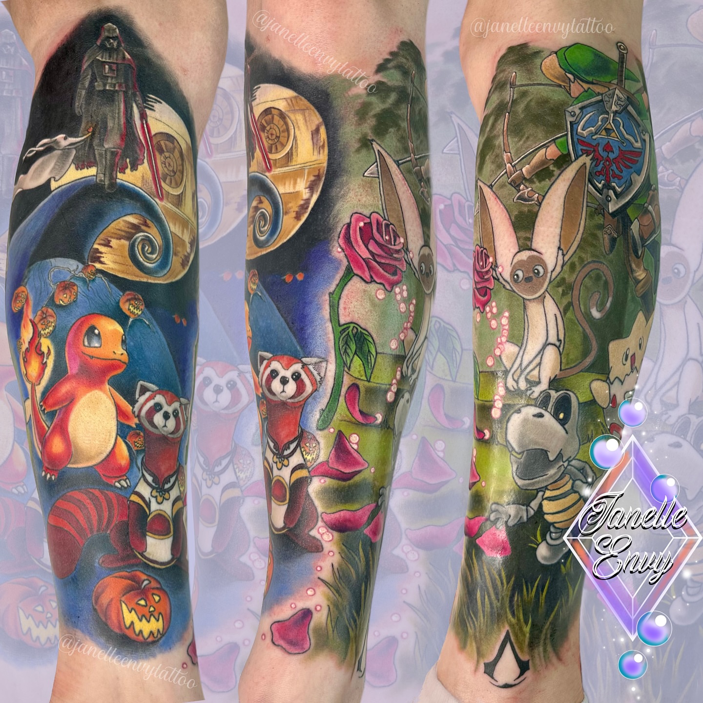 Tattoo by @janelleenvytattoo — american_traditional, dotwork