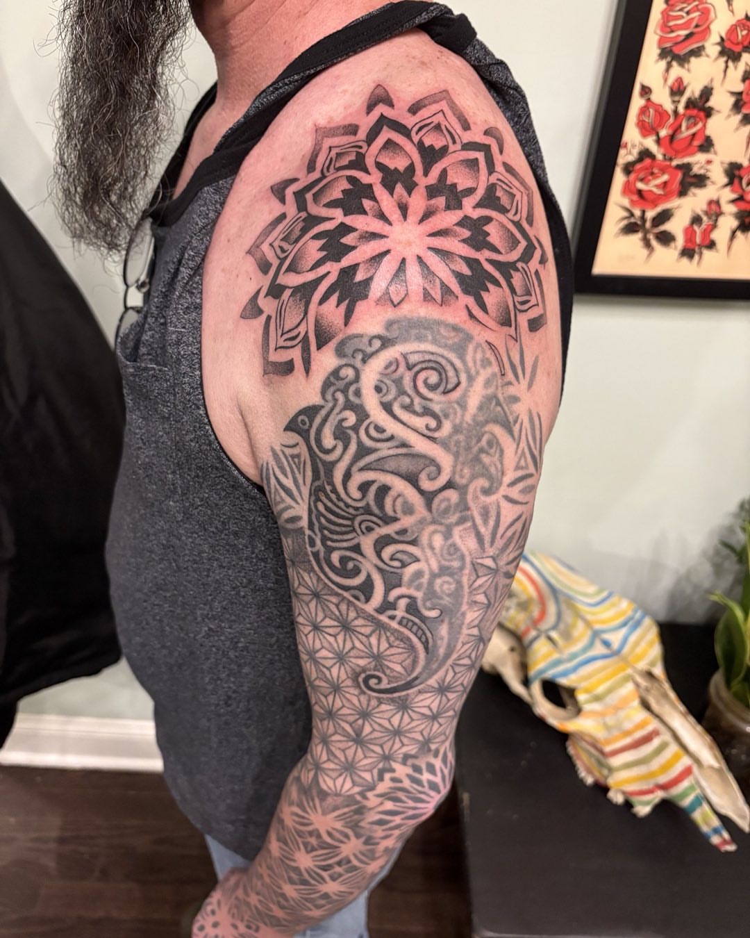 Tattoo by @jackie_tattoos — geometric, black_and_grey