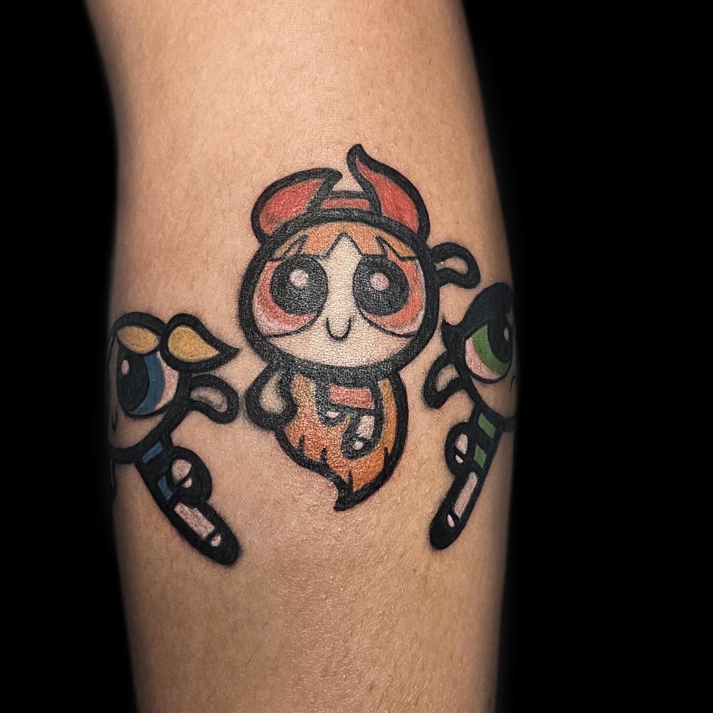 Powerpuff Girls new school tattoo on the forearm by J. Arturo Laparra