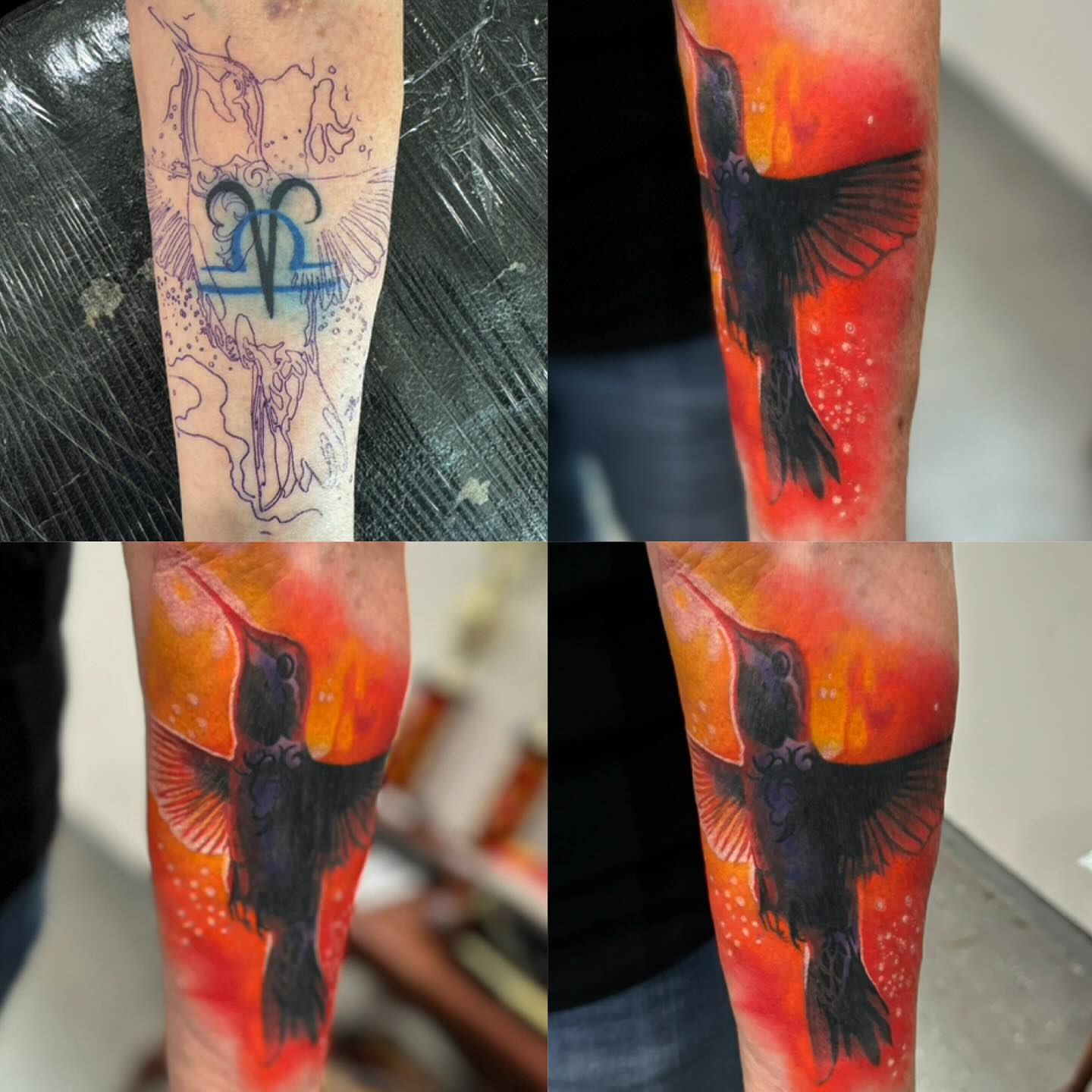 Hummingbird watercolor tattoo on the forearm by marcus labonne