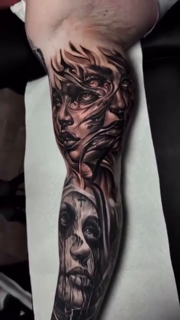 Tattoo by @tonyfranktattoos — dark_realism, black_and_grey